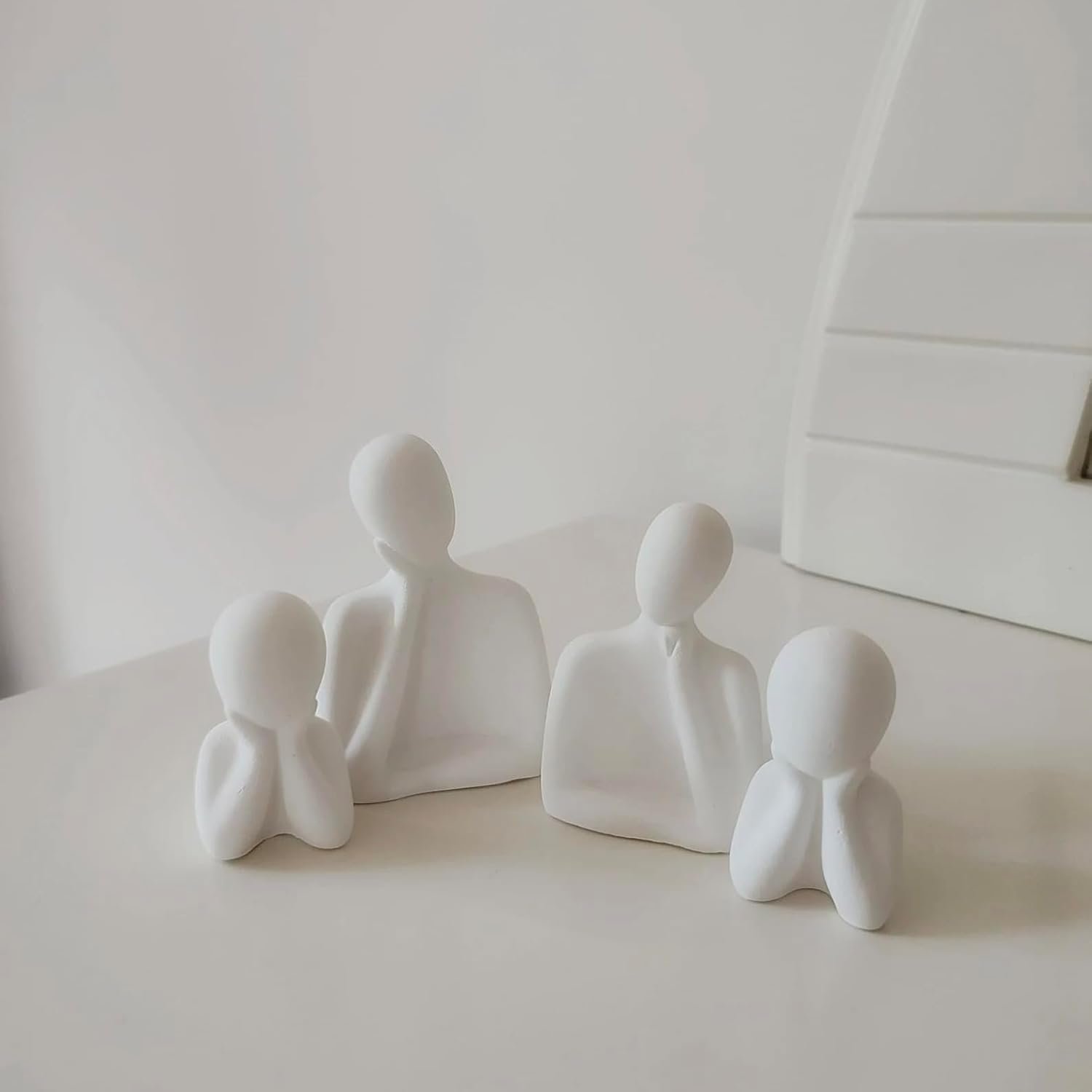 Ceramic Family Statue - Set of 4 (5 inches) | Abstract Human Figurines for Home Decor | Decorative Statues for Living Room, Bedroom & Shelf Decor | Gift for Housewarming & Anniversary - Image 2