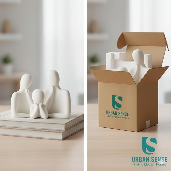 Ceramic Family Statue - Set of 4 (5 inches) | Abstract Human Figurines for Home Decor | Decorative Statues for Living Room, Bedroom & Shelf Decor | Gift for Housewarming & Anniversary - Image 9