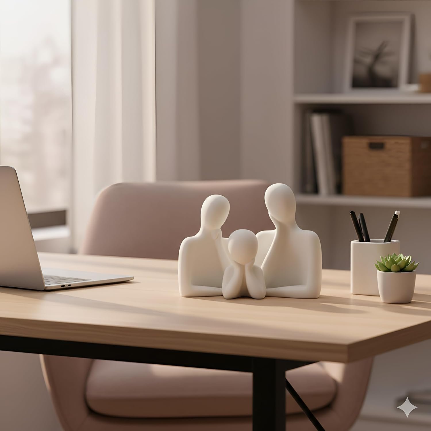 Ceramic Family Statue - Set of 4 (5 inches) | Abstract Human Figurines for Home Decor | Decorative Statues for Living Room, Bedroom & Shelf Decor | Gift for Housewarming & Anniversary - Image 3