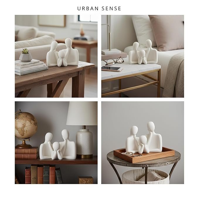 Ceramic Family Statue - Set of 4 (5 inches) | Abstract Human Figurines for Home Decor | Decorative Statues for Living Room, Bedroom & Shelf Decor | Gift for Housewarming & Anniversary - Image 5
